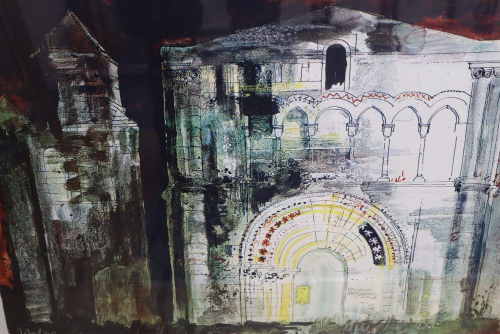 John Piper, screenprint, St Simon-de-Pelouaille, Charente, (Levinson 186) numbered 14/70 but unsigned, overall 61 x 63cm